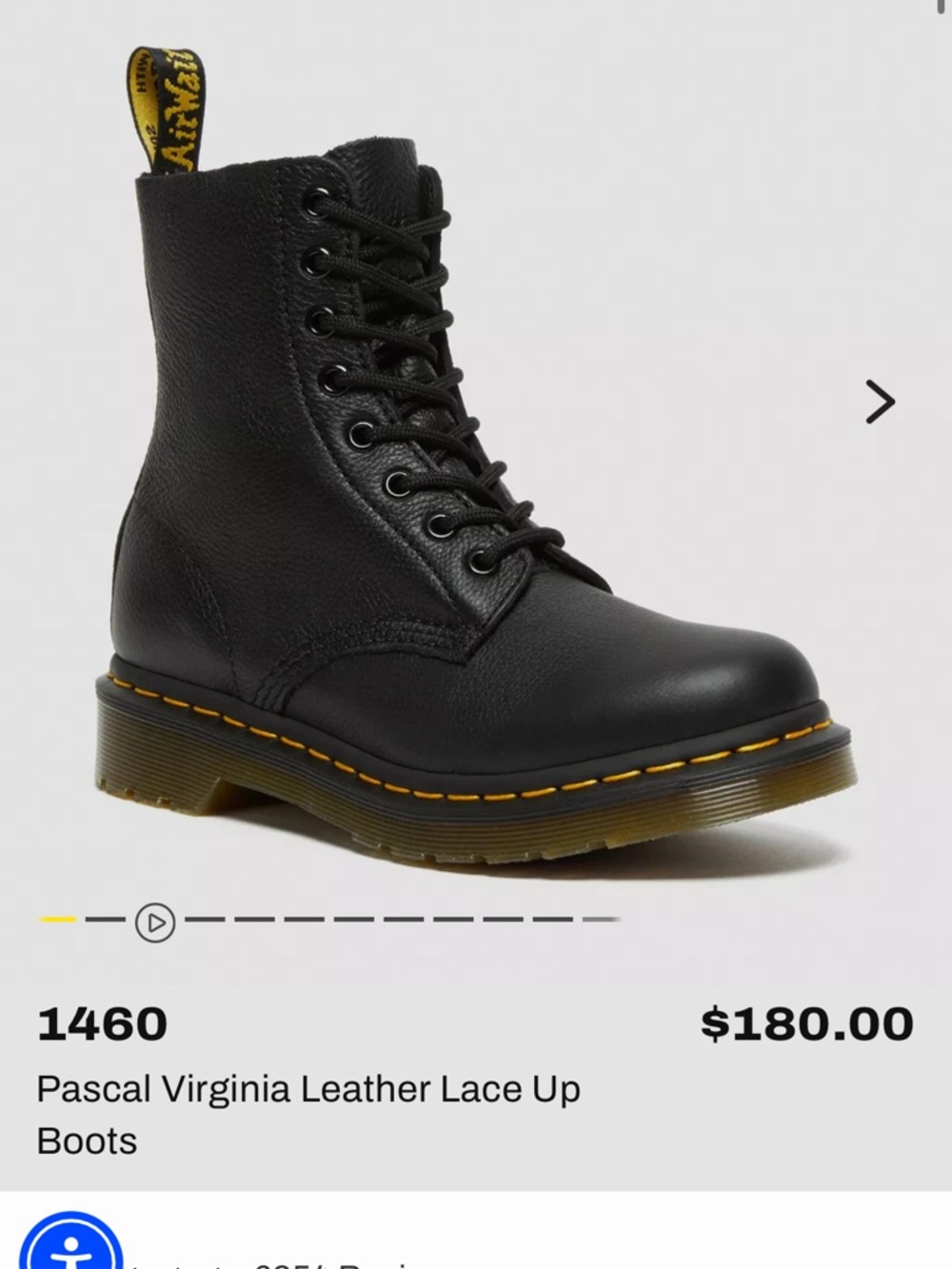 Dr. Martens Black Leather Ankle Boots with Yellow Stitching